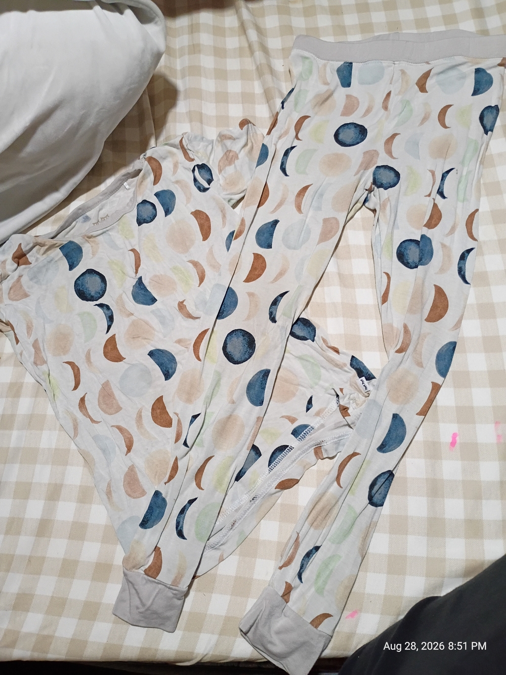 Kids Moon Phase Printed Pajama Bottoms - Cream Multi